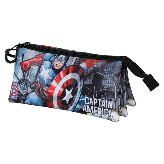 Marvel Captain America Defender-Portatodo Triple FAN 2.0, Multicolor