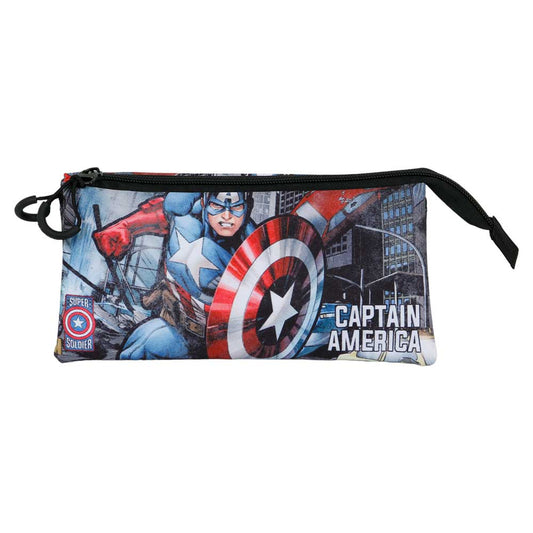 Marvel Captain America Defender-Portatodo Triple FAN 2.0, Multicolor