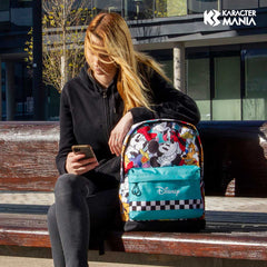 Disney Mickey Mouse Squares-Mochila HS FAN 2.0, Azul