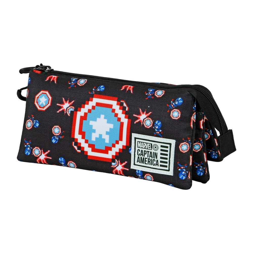 Marvel Captain America Captain Pixel-Astuccio Triplo ECO, Nero