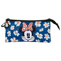 Disney Minnie Mouse Happy Field-Astuccio Triplo ECO, Blu Scuro