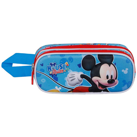 Disney Mickey Mouse House-Estuche Portatodo 3D Doble, Azul