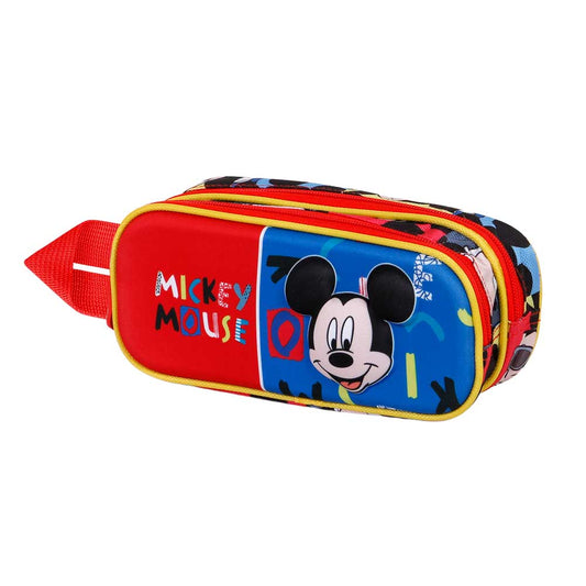 Disney Mickey Mouse Joyful-Estuche Portatodo 3D Doble, Azul