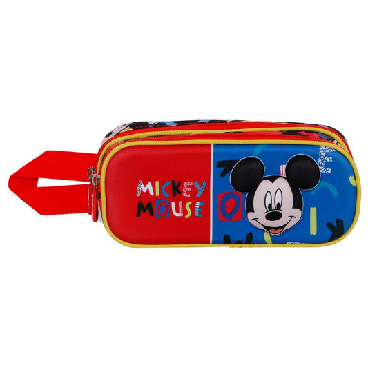 Disney Mickey Mouse Joyful-Estuche Portatodo 3D Doble, Azul