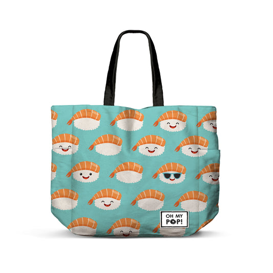 Oh My Pop Nigiri-Bolsa de la Compra Tote Shopping FAN Horizontal, Turquesa