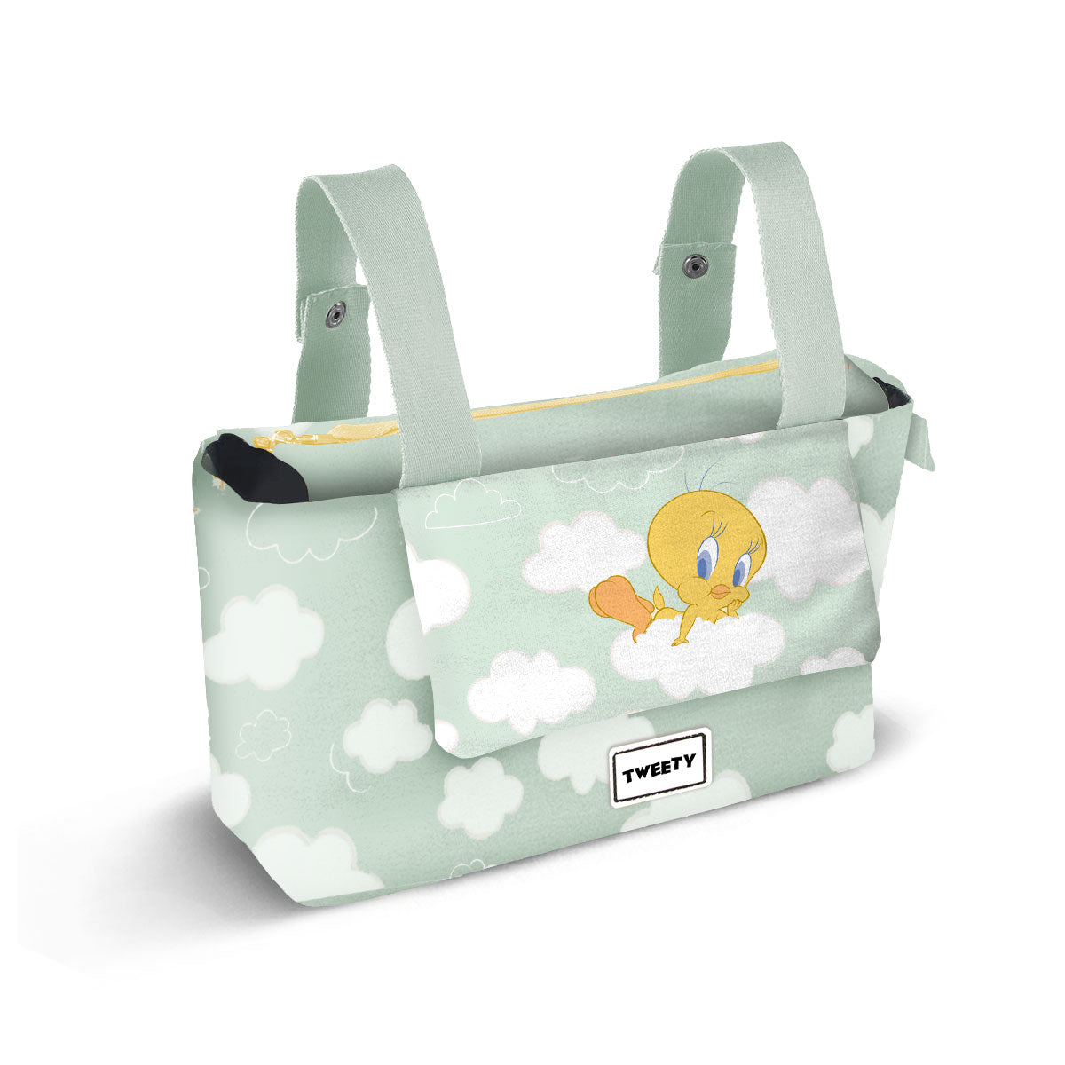 Looney Tunes Tweety Clouds-Hamper Mommy Baby Stroller Organizer Bag, Green