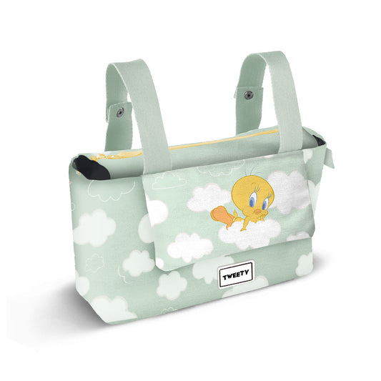 Looney Tunes Tweety Clouds-Hamper Mommy Baby Stroller Organizer Bag, Green