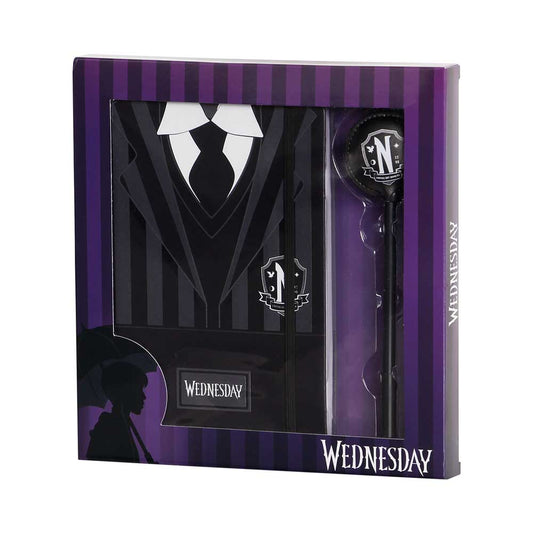 Wednesday Mercoledì Uniform-Confezione Regalo con Diario e Penna a Sfera Fashion, Nero