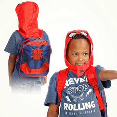 Marvel Spiderman Gaze-Hooded Hooded Backpack, Red