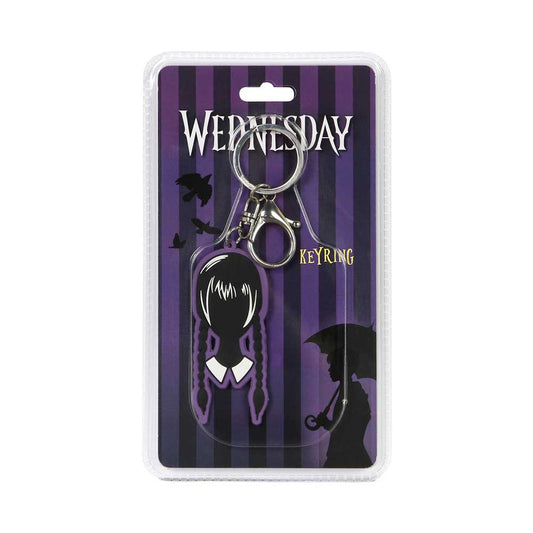 Wednesday Head-Brand Keychain, Black