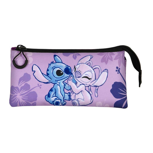 Disney Lilo and Stitch Stitch & Angel-FAN Triple Pencil Case 2.0, Lilac