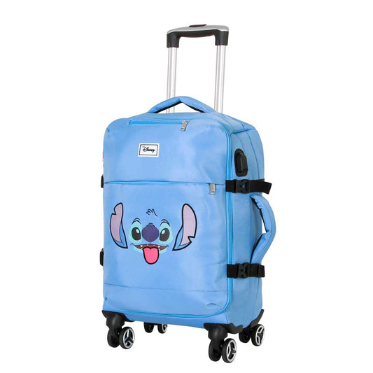 Disney Lilo and Stitch Face-4-Wheel Cabin Suitcase, Blue