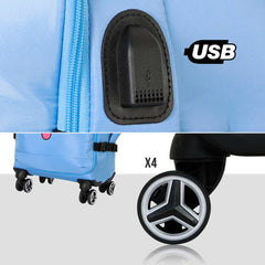 Disney Lilo y Stitch Face-Maleta de Cabina 4 Ruedas, Azul