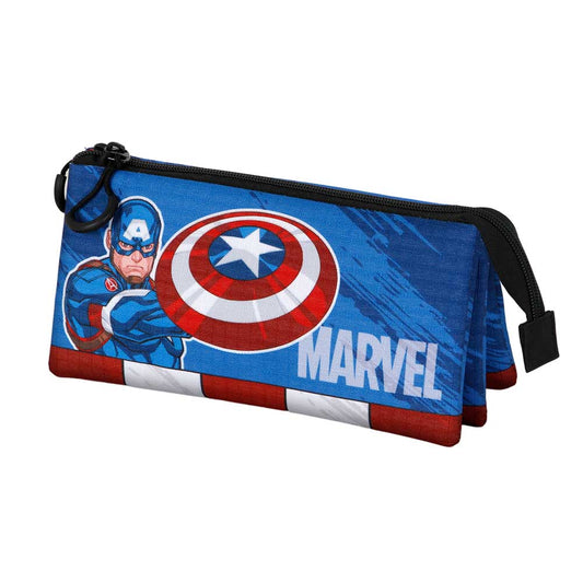 Marvel Capitán América Gears-Estuche Portatodo Triple, Azul