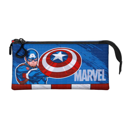 Marvel Capitán América Gears-Estuche Portatodo Triple, Azul