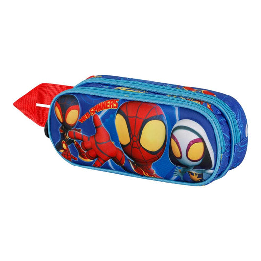 Marvel Spiderman Spinners-Double 3D Pencil Case, Blue