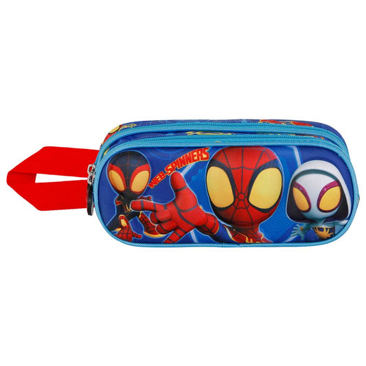 Marvel Spiderman Spinners-Double 3D Pencil Case, Blue