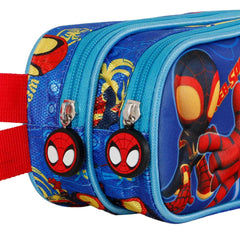Marvel Spiderman Spinners-Estuche Portatodo 3D Doble, Azul