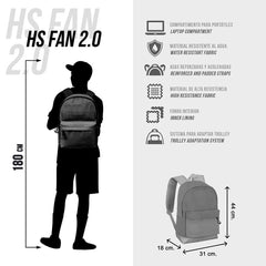 DC Comics Batman Face-Mochila HS FAN 2.2, Negro