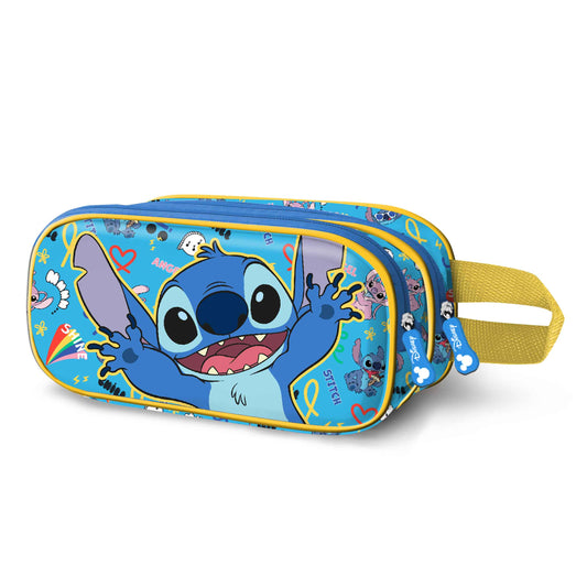 Disney Lilo and Stitch Hello-3D Double Pencil Case, Blue