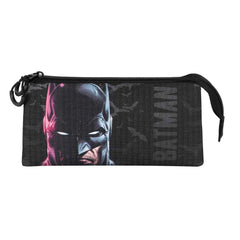 DC Comics Batman Face-Estuche Portatodo Triple, Negro
