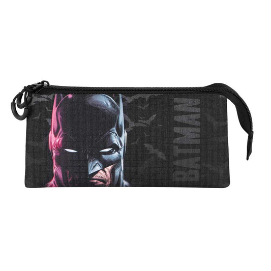 DC Comics Batman Face-Astuccio Triplo, Nero
