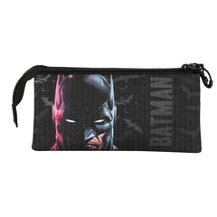 DC Comics Batman Face-Estuche Portatodo Triple, Negro