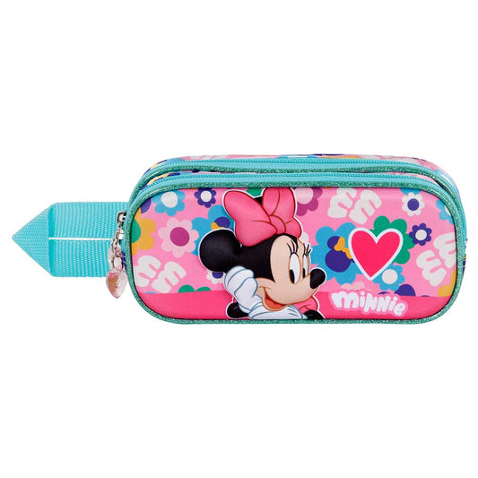 Disney Minnie Mouse Heart-Estuche Portatodo 3D Doble, Rosa