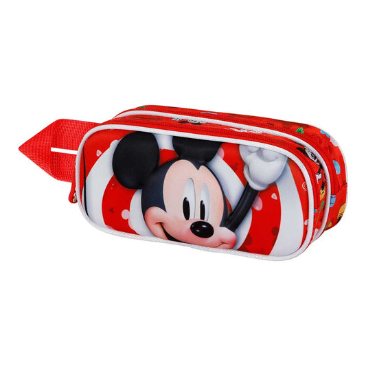 Disney Mickey Mouse Twirl-Estuche Portatodo 3D Doble, Rojo