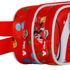 Disney Mickey Mouse Twirl-Estuche Portatodo 3D Doble, Rojo