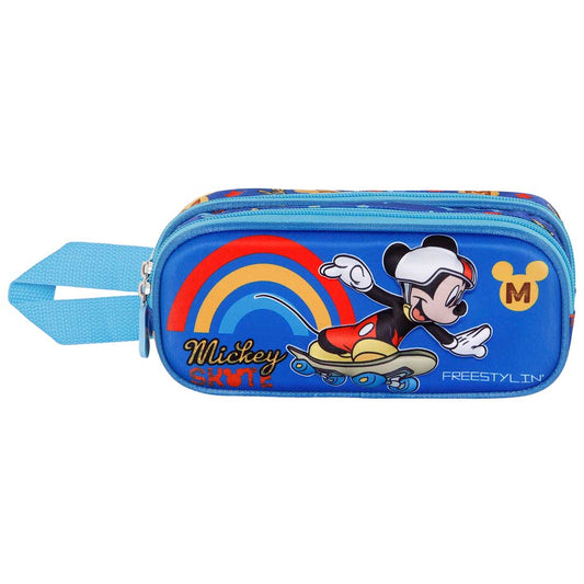 Disney Mickey Mouse Freestyle-Estuche Portatodo 3D Doble, Azul