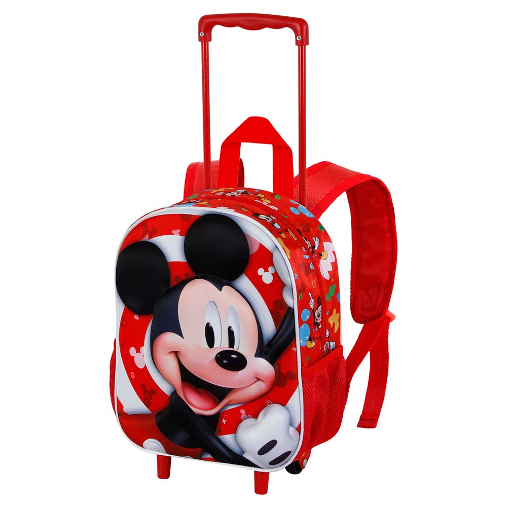 Disney Mickey Mouse Twirl-Mochila 3D con Ruedas Pequeña, Rojo
