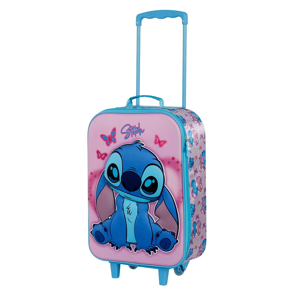 Disney Lilo and Stitch Adorable-Soft 3D Trolley Suitcase, Pink
