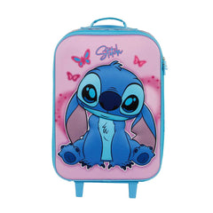 Disney Lilo and Stitch Adorable-Soft 3D Trolley Suitcase, Pink