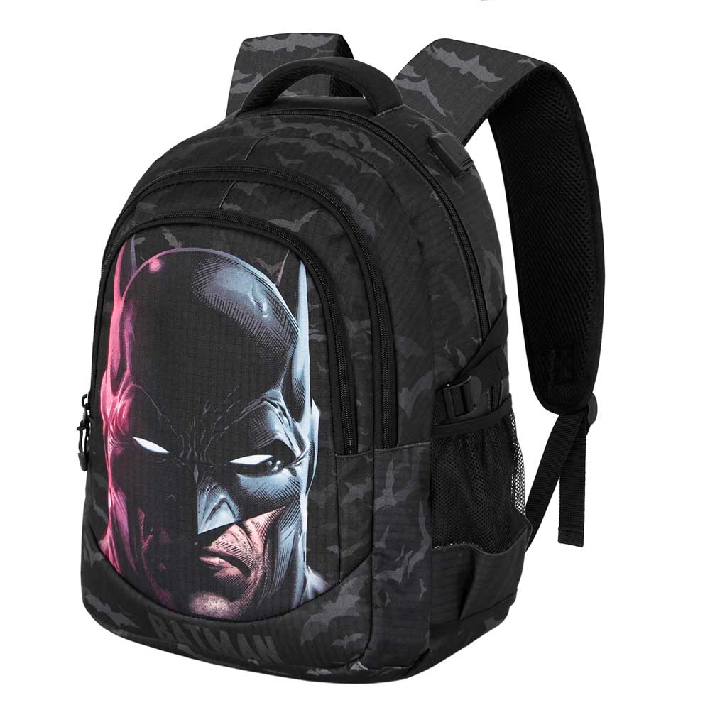 DC Comics Batman Face-Mochila Running PLUS, Negro