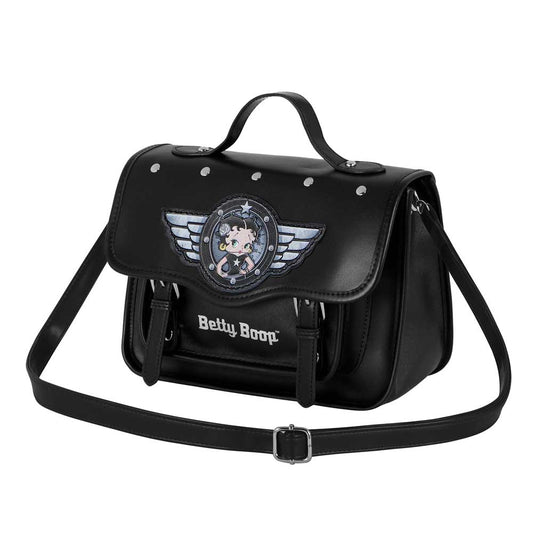 Betty Boop Motor Love-Satchel Shoulder Bag-Backpack, Black