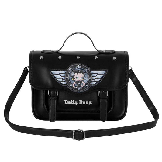 Betty Boop Motor Love-Satchel Shoulder Bag-Backpack, Black