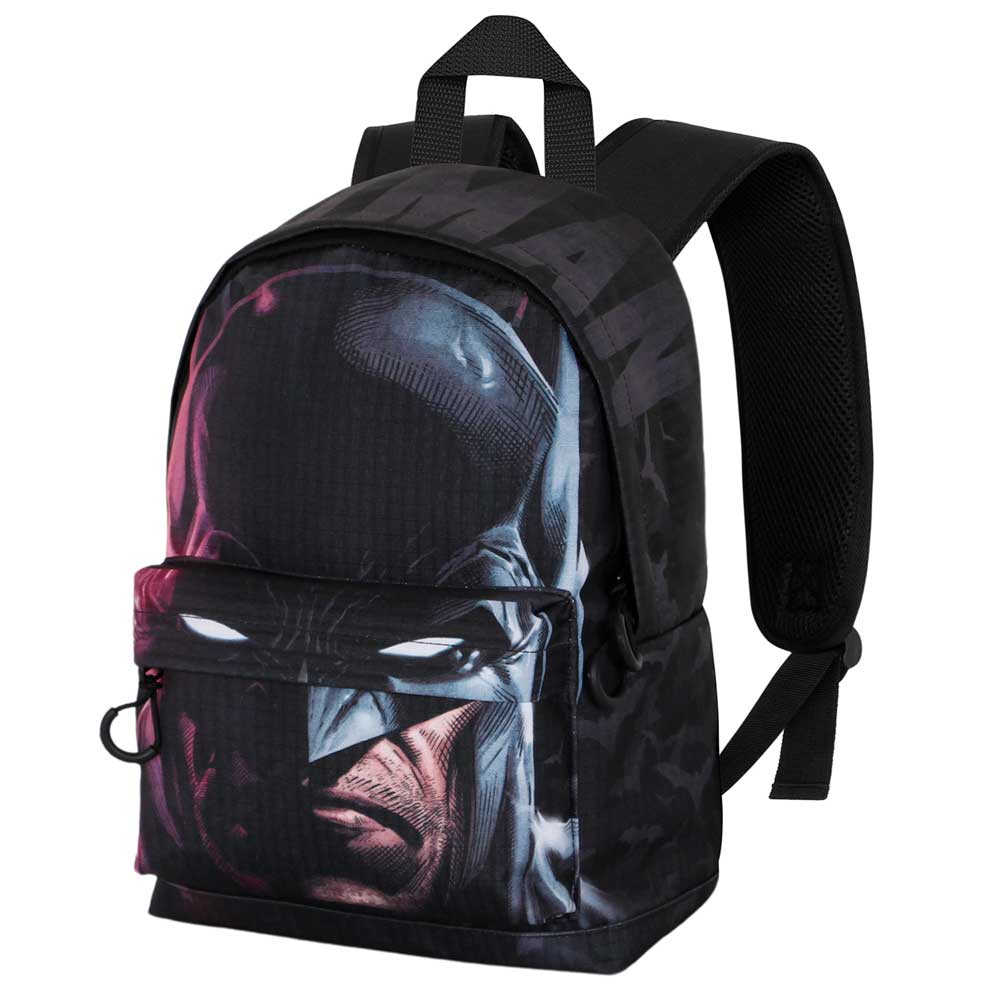 DC Comics Batman Face-Mochila Pequeña HS FAN, Negro
