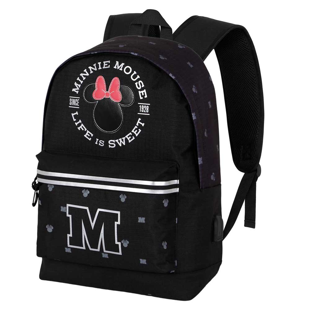 Disney Minnie Mouse Symbol-Mochila HS Silver, Negro