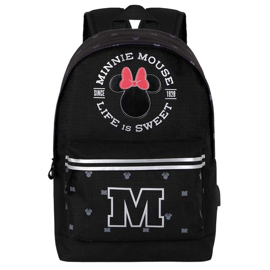Disney Minnie Mouse Symbol-Mochila HS Silver, Negro
