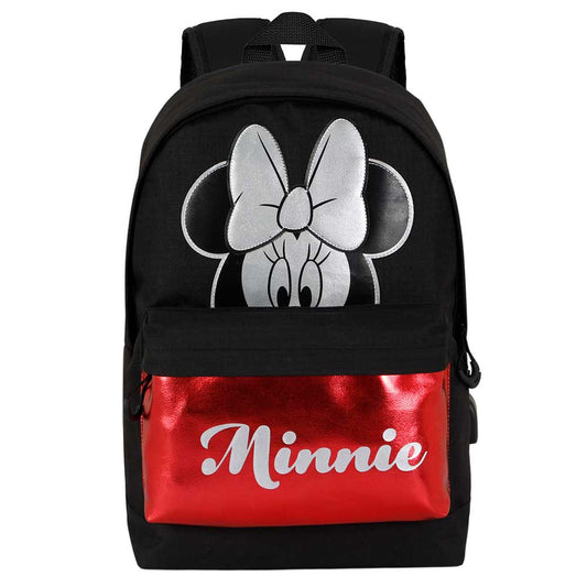 Disney Minnie Mouse Sparkle-Mochila HS Silver, Negro