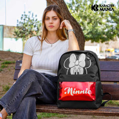 Disney Minnie Mouse Sparkle-Mochila HS Silver, Negro