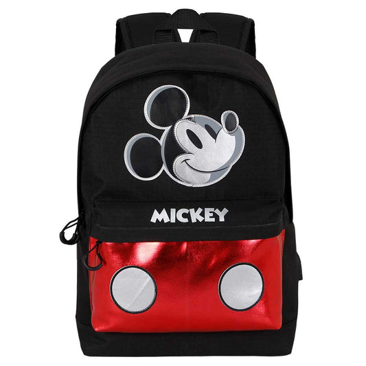 Disney Mickey Mouse Iconic-Mochila HS Silver, Negro