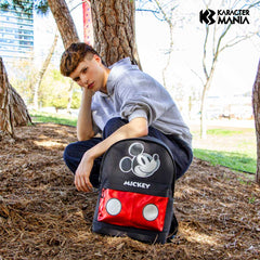 Disney Mickey Mouse Iconic-Mochila HS Silver, Negro