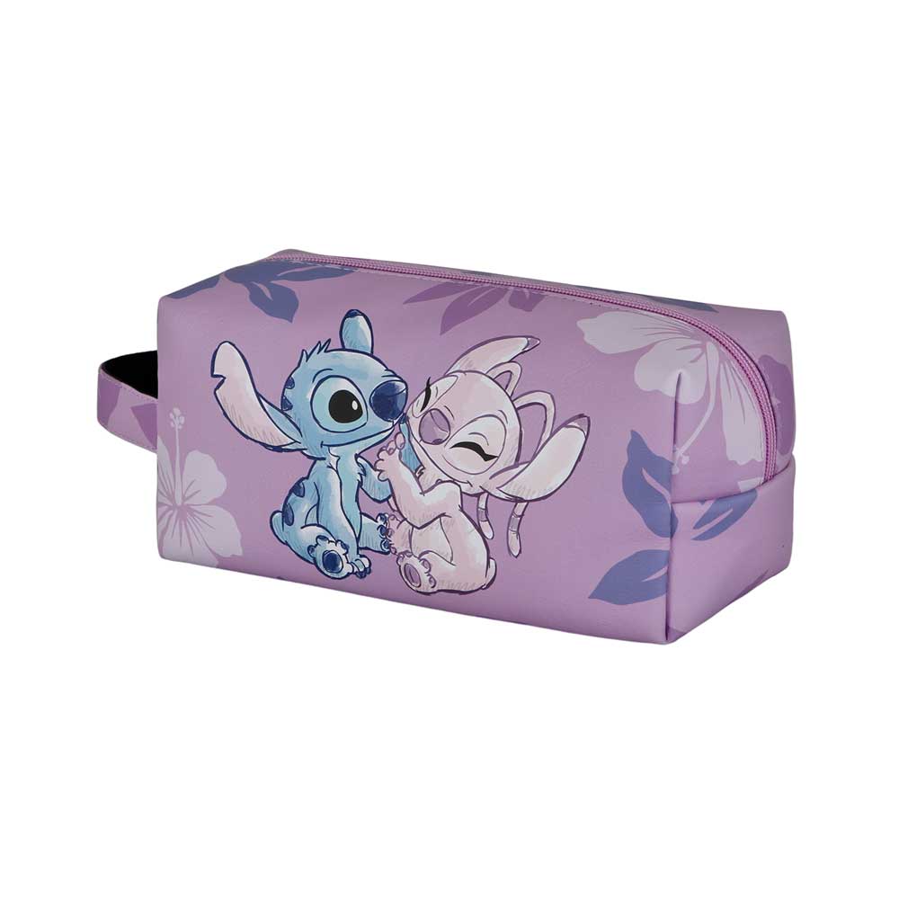 Disney Lilo and Stitch Stitch & Angel-PLUS Brick Travel Toiletry Bag, Pink