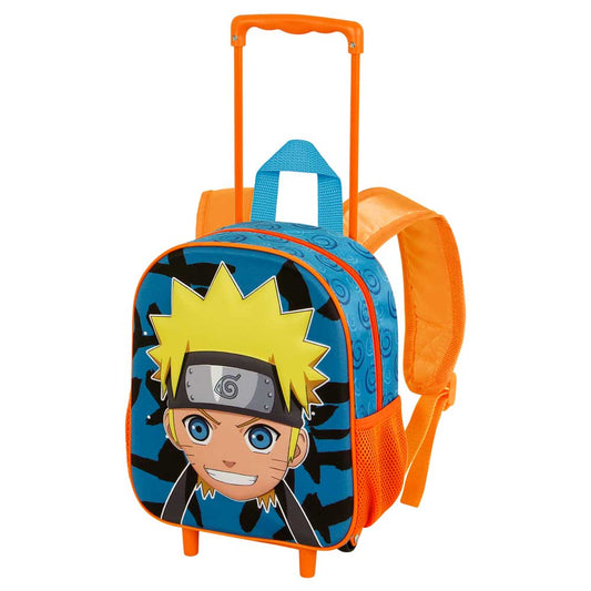 Naruto Happy-Mochila 3D con Ruedas Pequeña, Azul