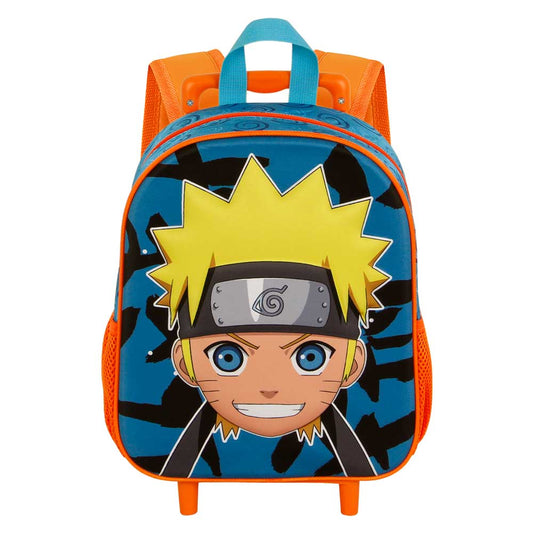 Naruto Happy-Mochila 3D con Ruedas Pequeña, Azul