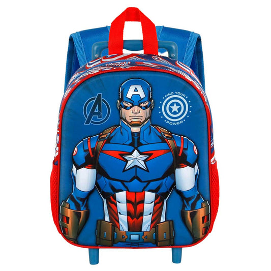 Marvel Capitán América First-Mochila 3D con Ruedas Pequeña, Azul