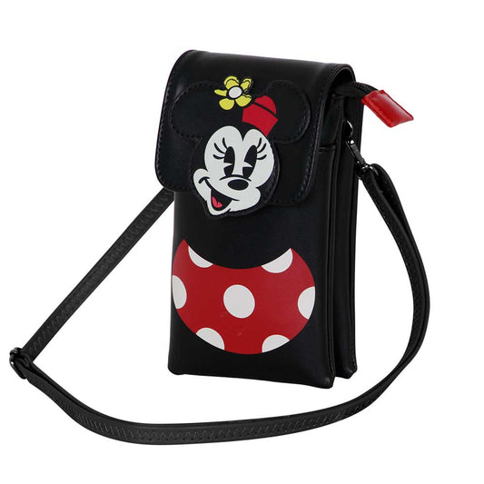 Disney Minnie Mouse Face-Borsa Porta Cellulare, Multicolore
