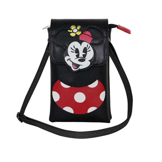 Disney Minnie Mouse Face-Borsa Porta Cellulare, Multicolore